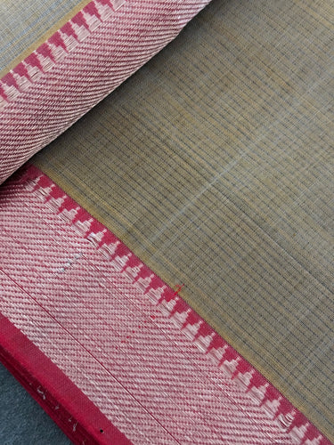 Handwoven Mangalgiri Cotton Saree | Light Brown | Gold & Silver Zari | Handwoven | Ships from California